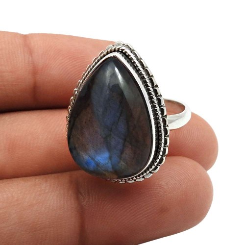 Labradorite Gemstone Ring Size 7 925 Sterling Silver Fine Jewelry A41