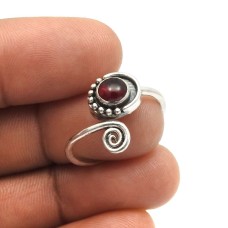 925 Sterling Fine Silver Jewelry Garnet Gemstone Ring Size 6 T15