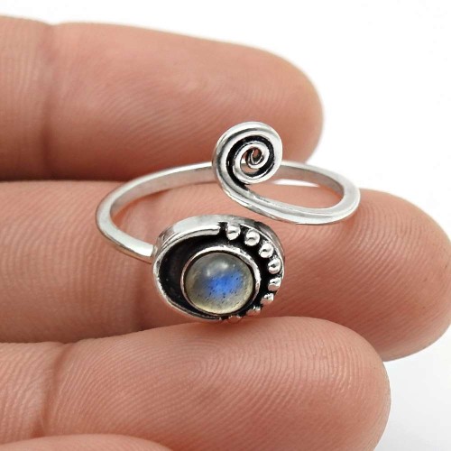 Labradorite Gemstone Ring Size 7.5 925 Sterling Silver Jewelry G14