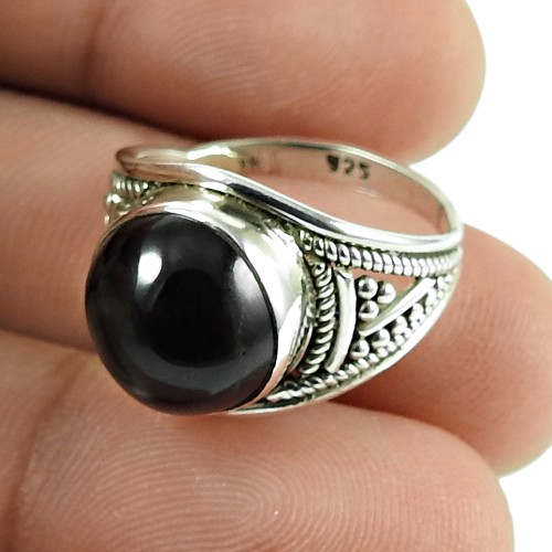 Handy Black Star Gemstone Ring Sterling Silver Fashion Jewellery