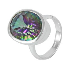 Very Light ! Mystic Topaz Gemstone 925 Sterling Silver Ring