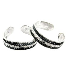 Two Tones Royal Dark !! 925 Sterling Silver Toe Rings