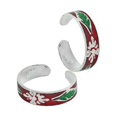 Sterling Silver Indian Jewelry High Polish Inlay Handmade Toe Rings