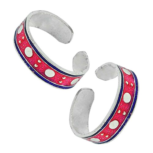 925 Silver Jewelry Beautiful Inlay Handmade Toe Rings Supplier India