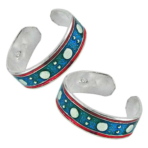 925 Sterling Silver Antique Jewelry Designer Inlay Handmade Toe Rings