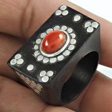 Women Gift Onyx Gemstone Wooden Ring Size 10.5 Birthday Gift Jewelry X69